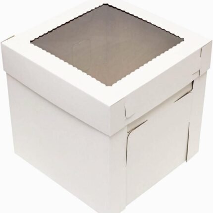 Square White Cake Boxes with Clear Windows for 8,10,12 Inch